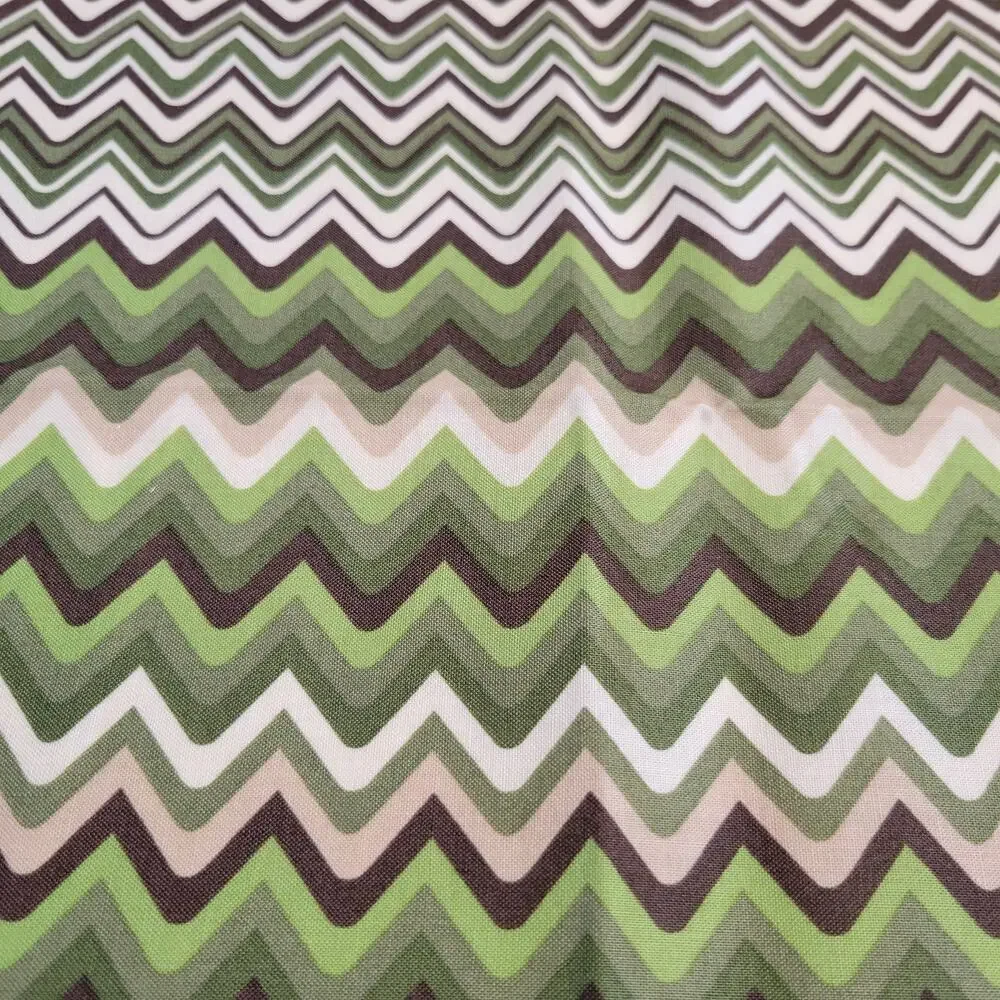 Cotton Fabric Green Brown Chevron Elizabeth Caldwell Garden Walk 1yd x 44”